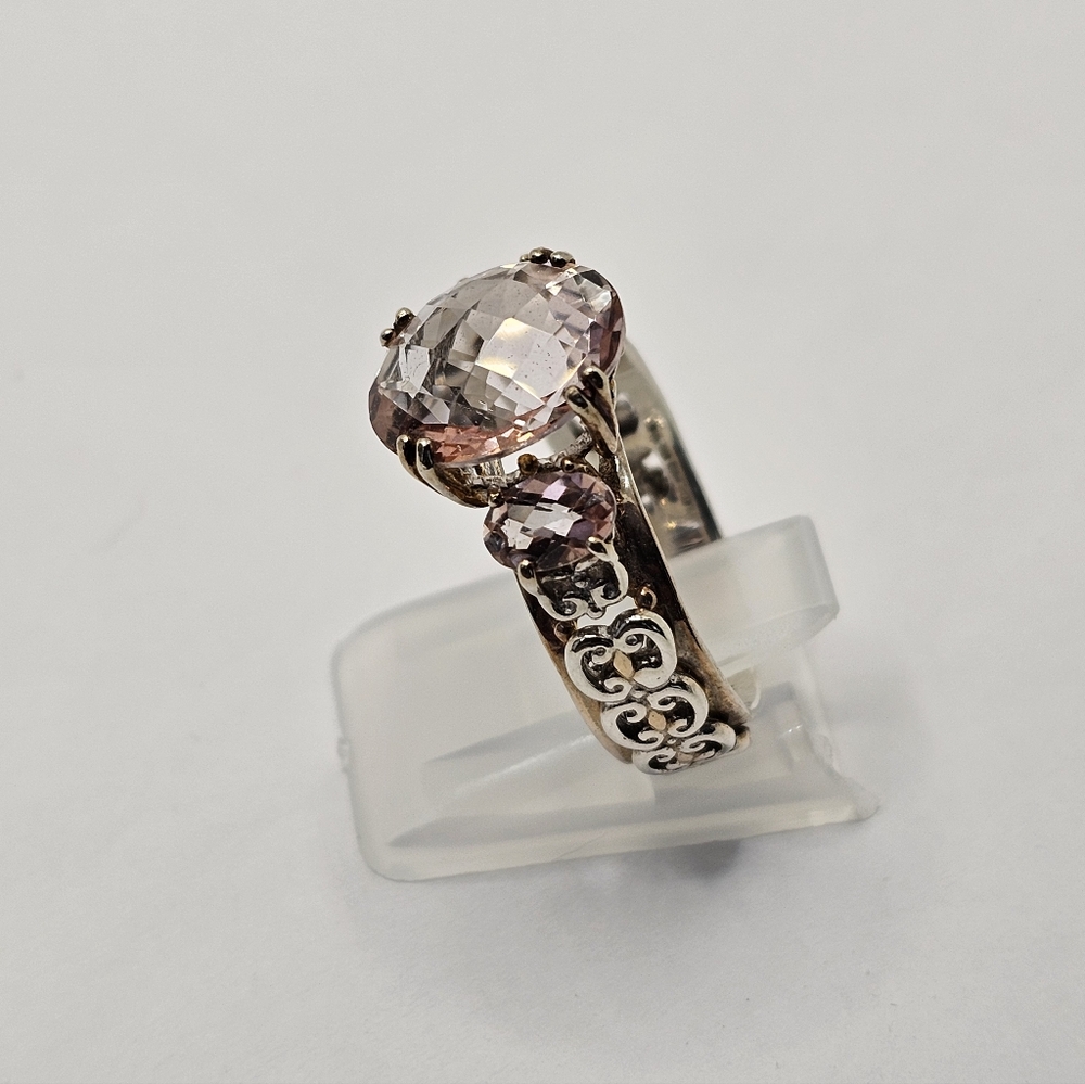 Natural Gems En Vogue Retired Morganite Palladium Rose Gold 925 Ring Sz 8! - Picture 8 of 17